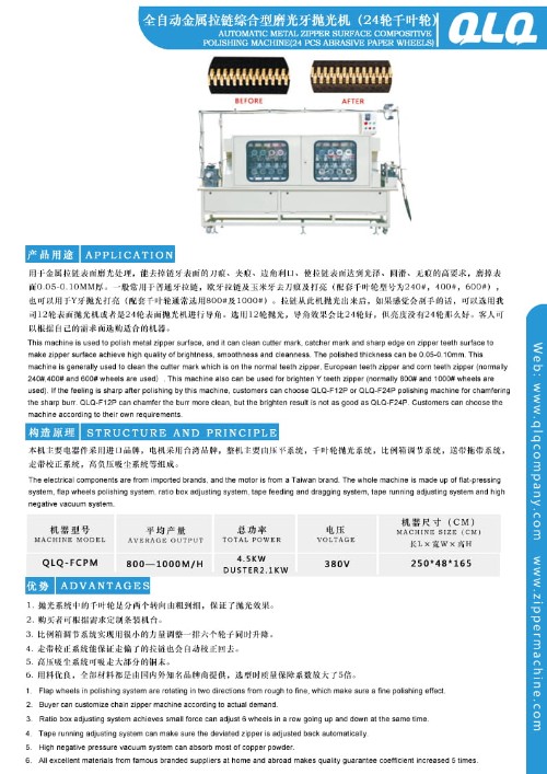 Automatic Metal Zipper Surface Compositive Polishing Machine