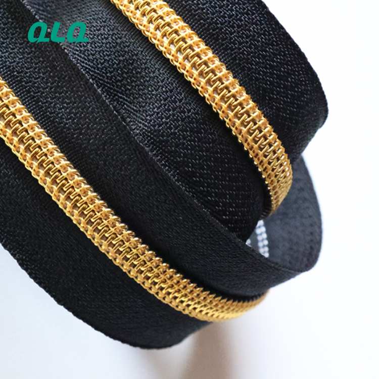 Fashion Garment Accessories Silver Golden Teeth Nylon Zipper Gold Nylon Zipper