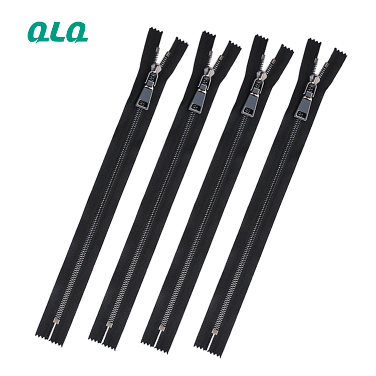 Factory Cheap Price Zipper Metal Finished Close End Zipper Black Color Zipper With Metal Slider For B