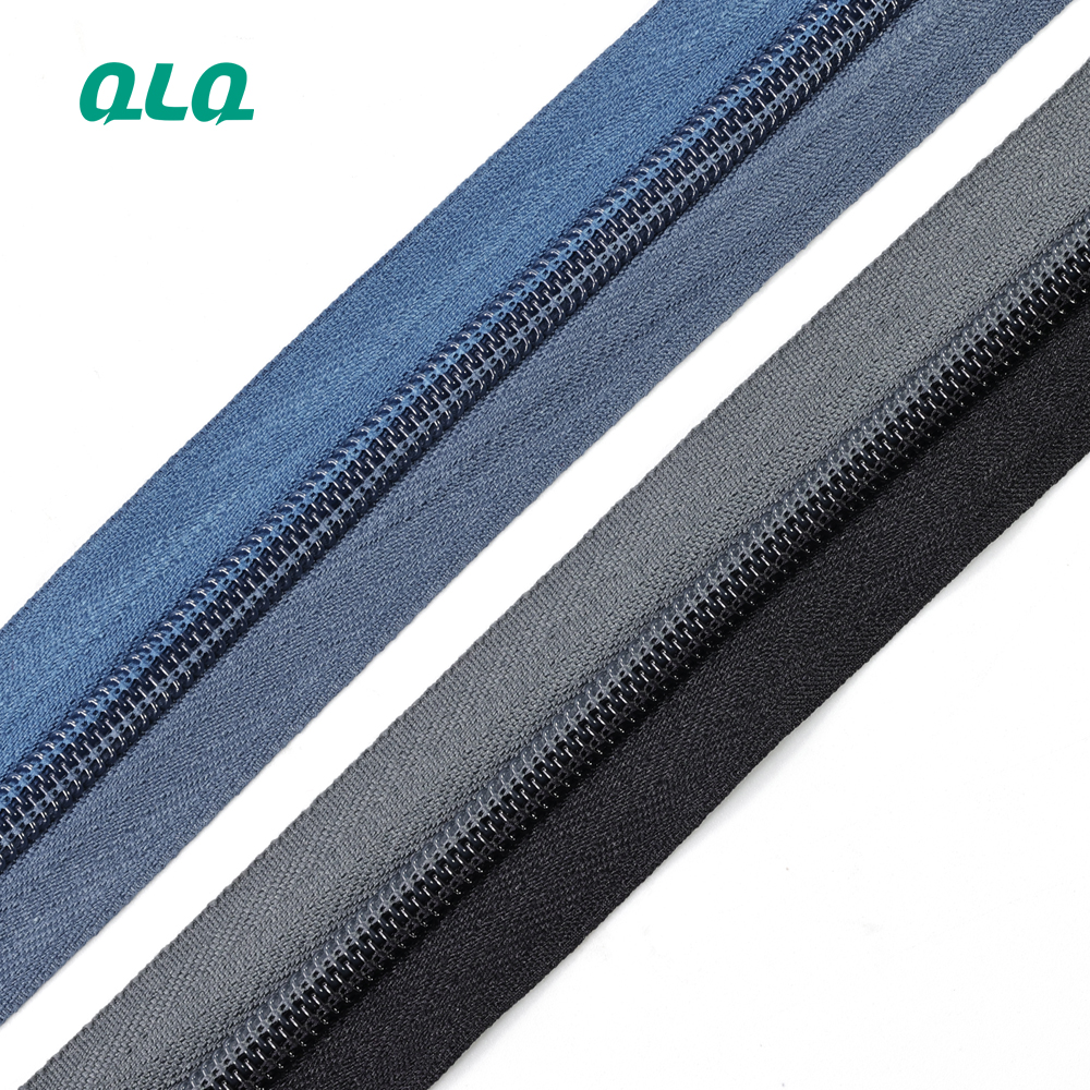 Factory New Product Nylon Long Chain Zipper Two Color Stitched Zipper Tape