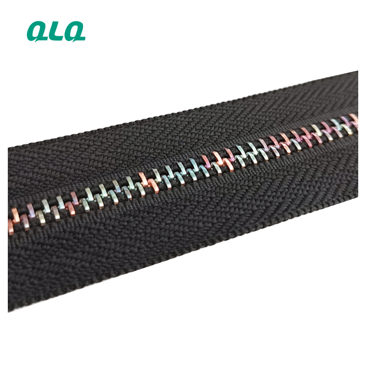 Zipper Metal Fashion Colorful Tooth Factory Fashion Custom Zipper With Nylon Cloth Belt