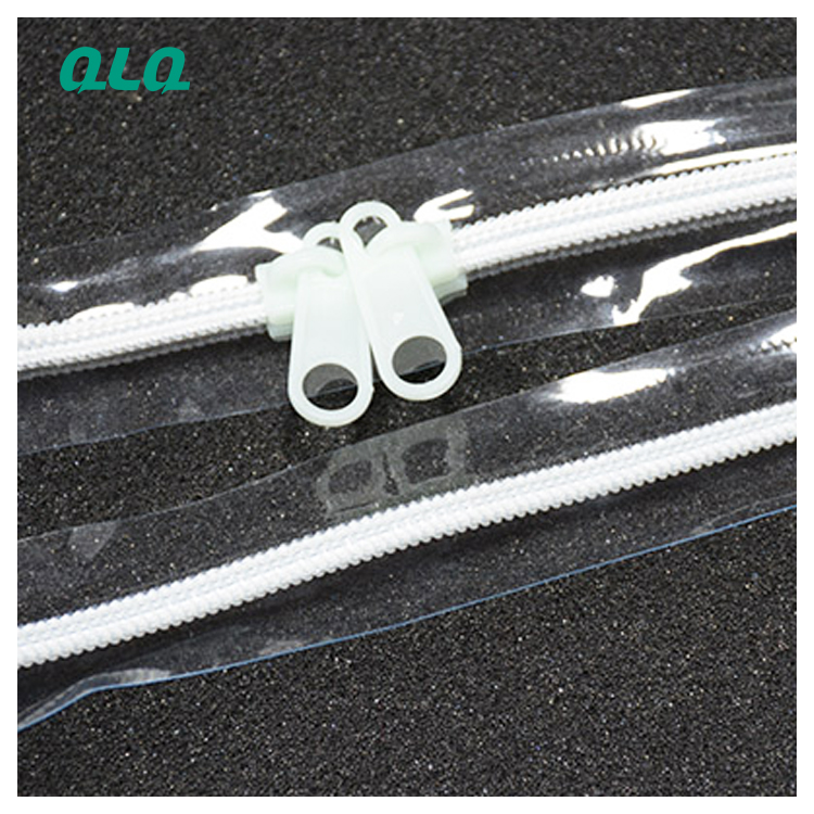 Factory Direct Selling Single PVC Transparent Color Long Chain Zipper With White Chain Teeth